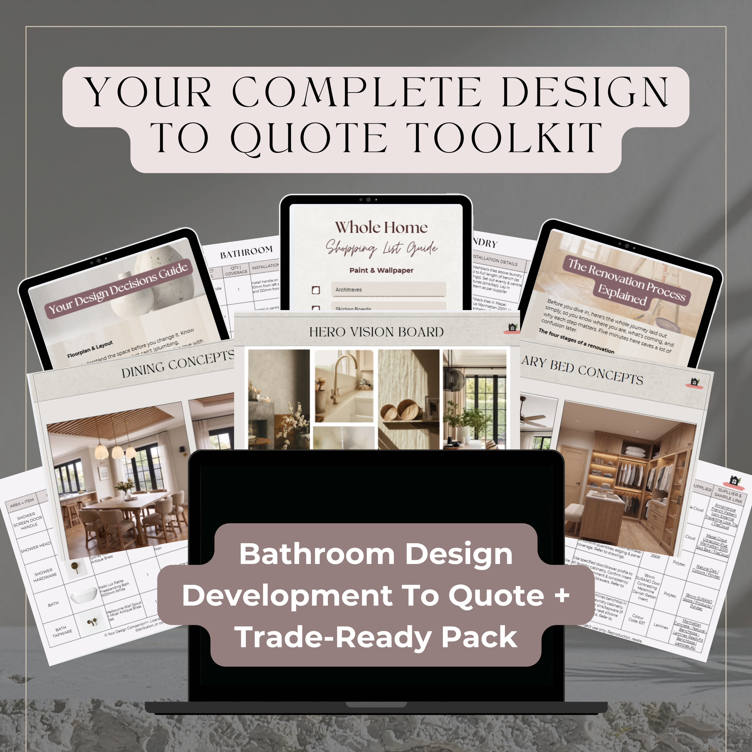 Design Development to Quote & Trade-Ready Pack | Bathroom