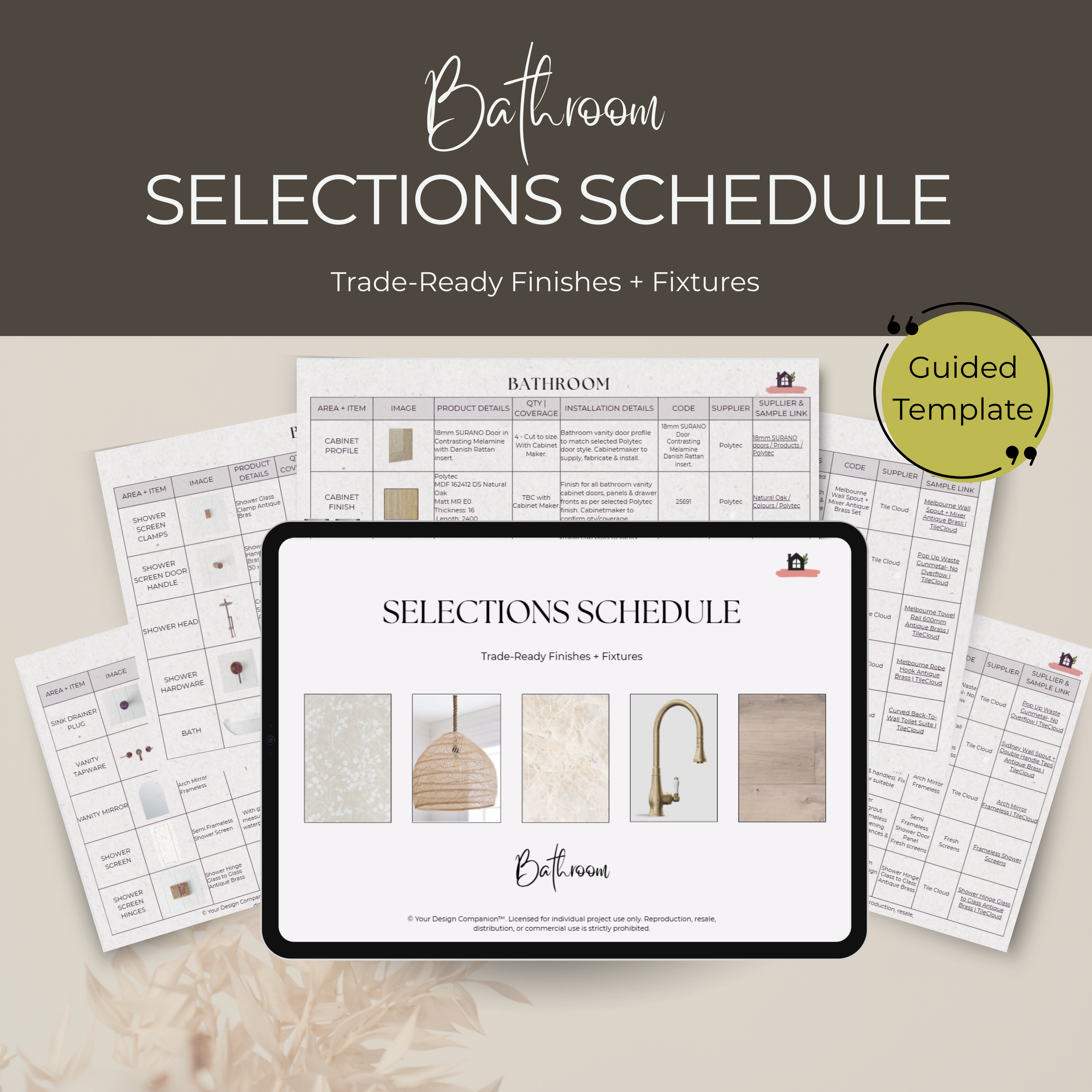 Trade-Ready Selections Schedule | Bathroom