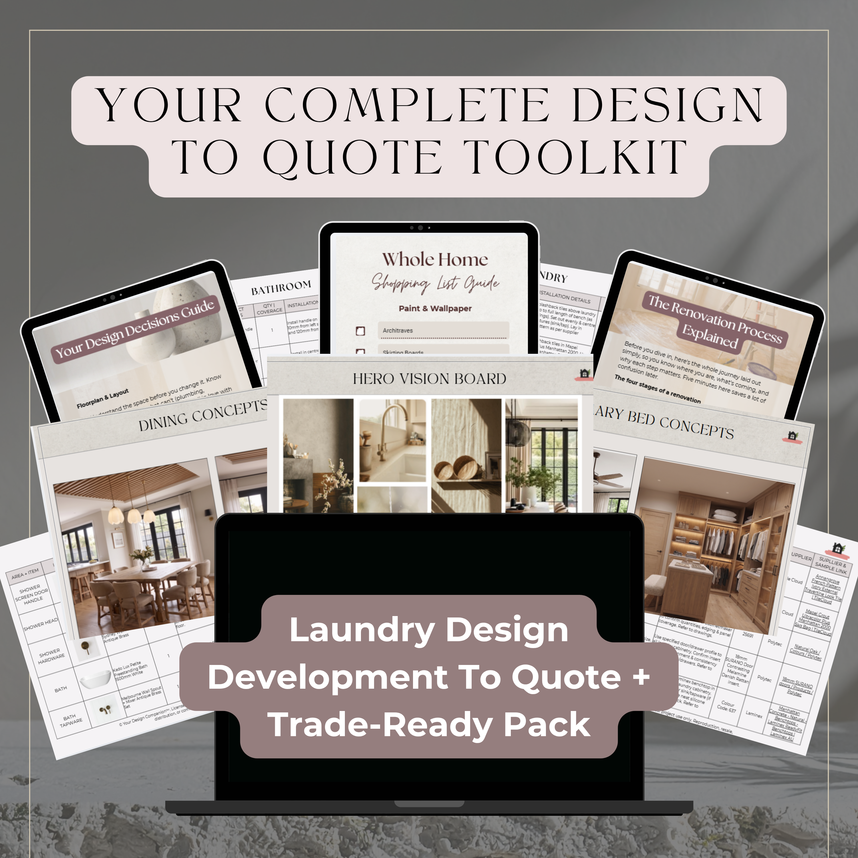 Design Development to Quote & Trade-Ready Pack | Laundry