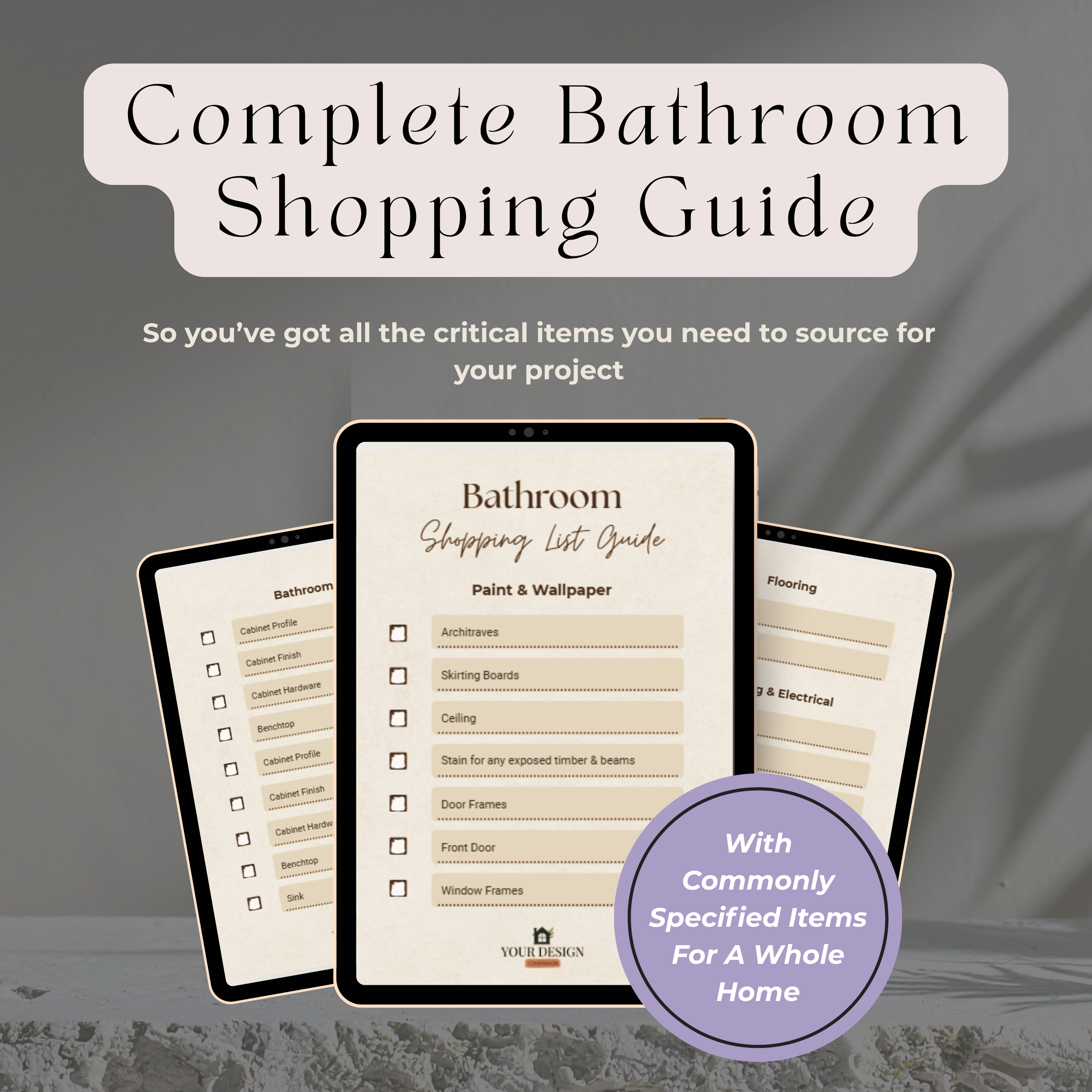 Design Development to Quote & Trade-Ready Pack | Bathroom