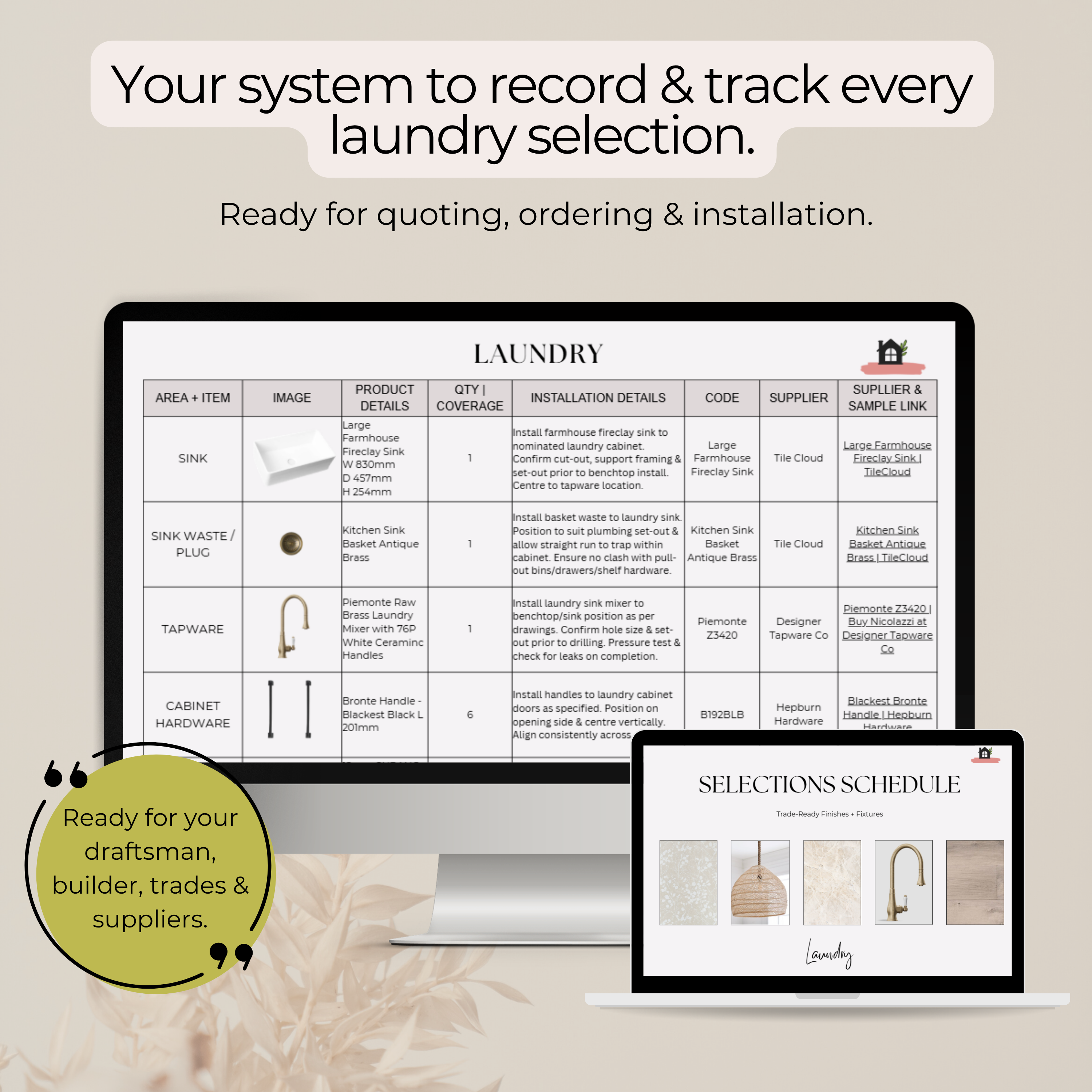 Trade-Ready Selections Schedule | Laundry