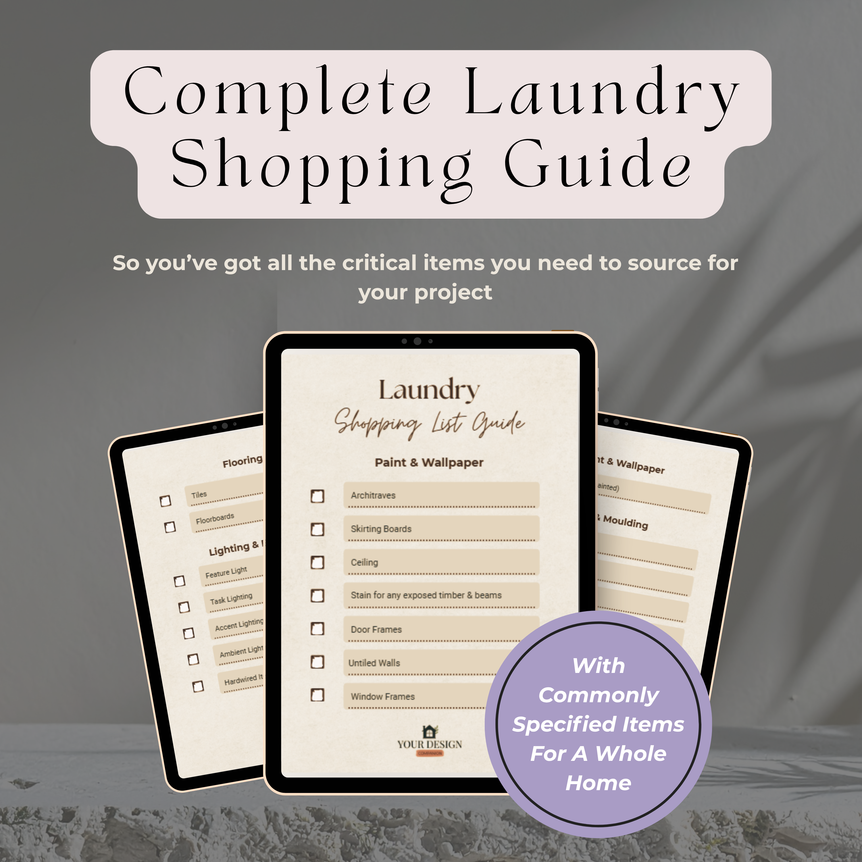 Design Development to Quote & Trade-Ready Pack | Laundry