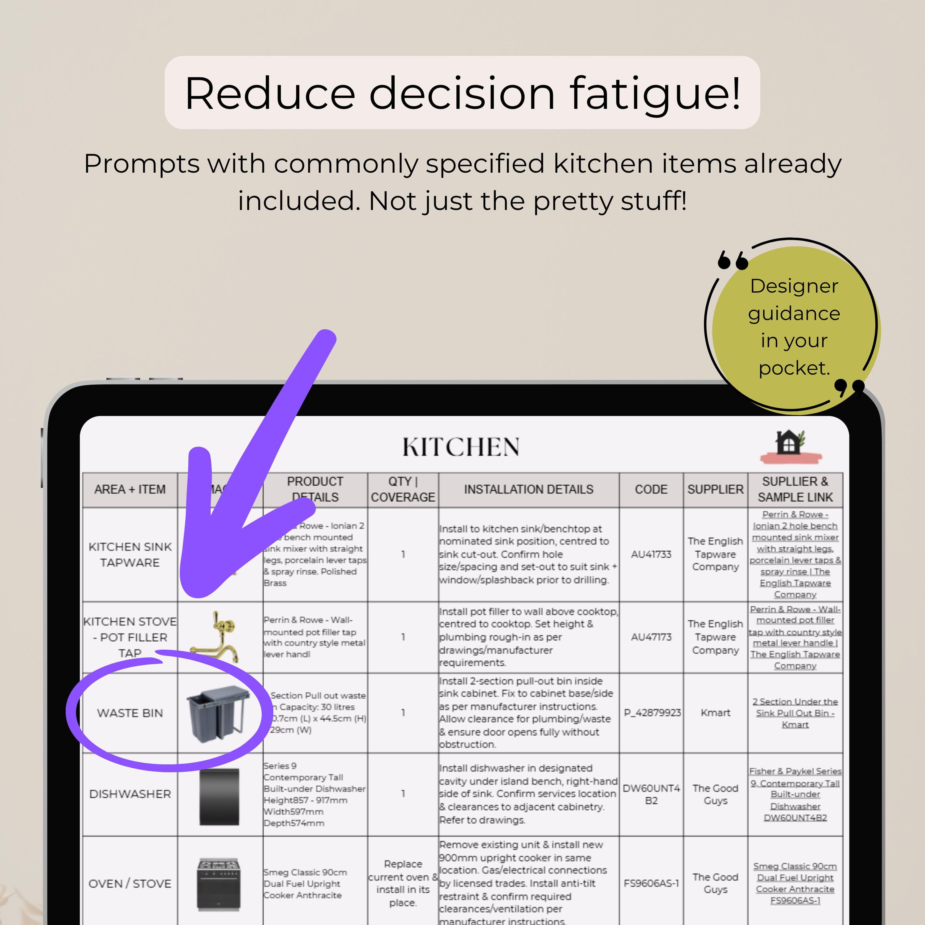 Trade-Ready Selections Schedule | Kitchen