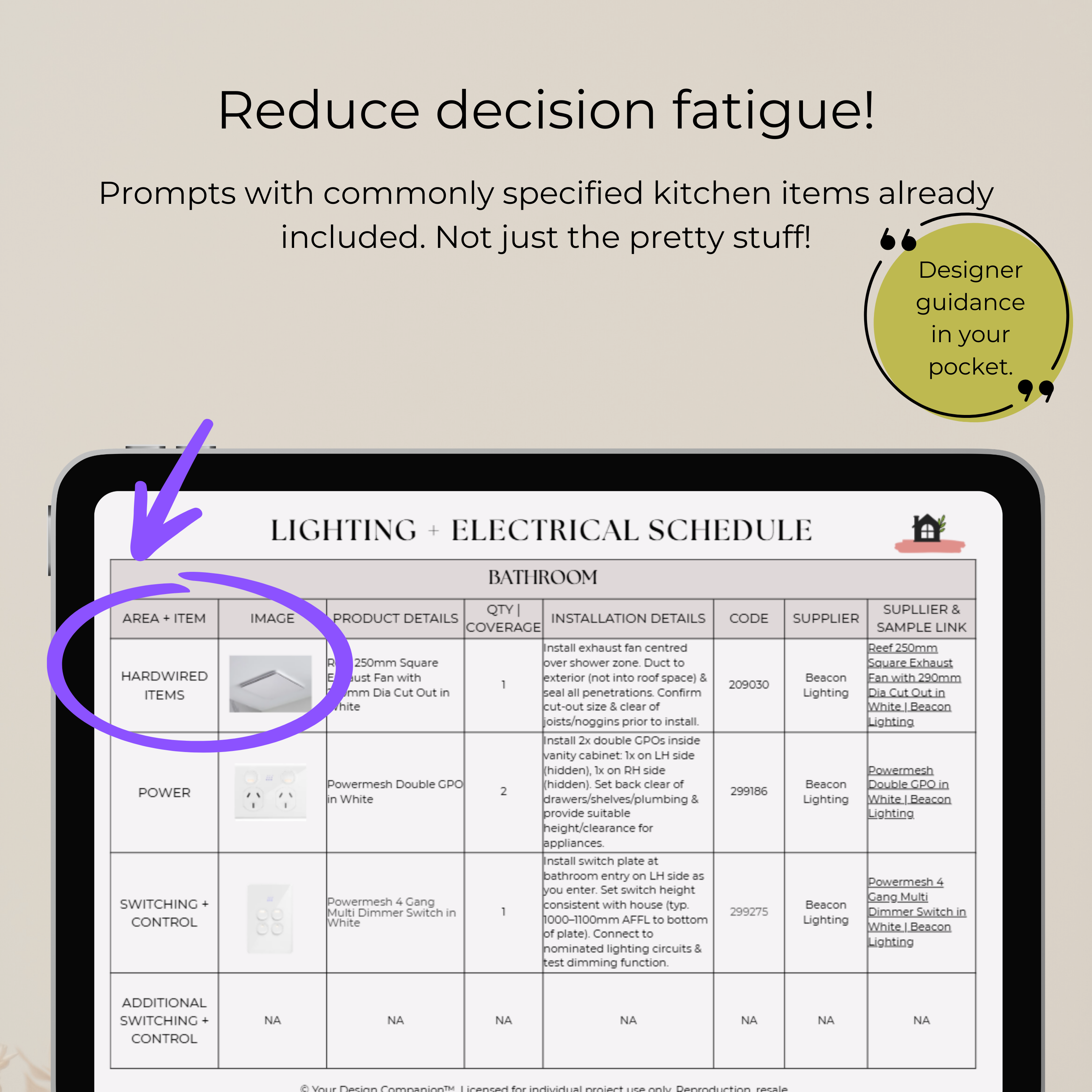 Trade-Ready Selections Schedule | Bathroom