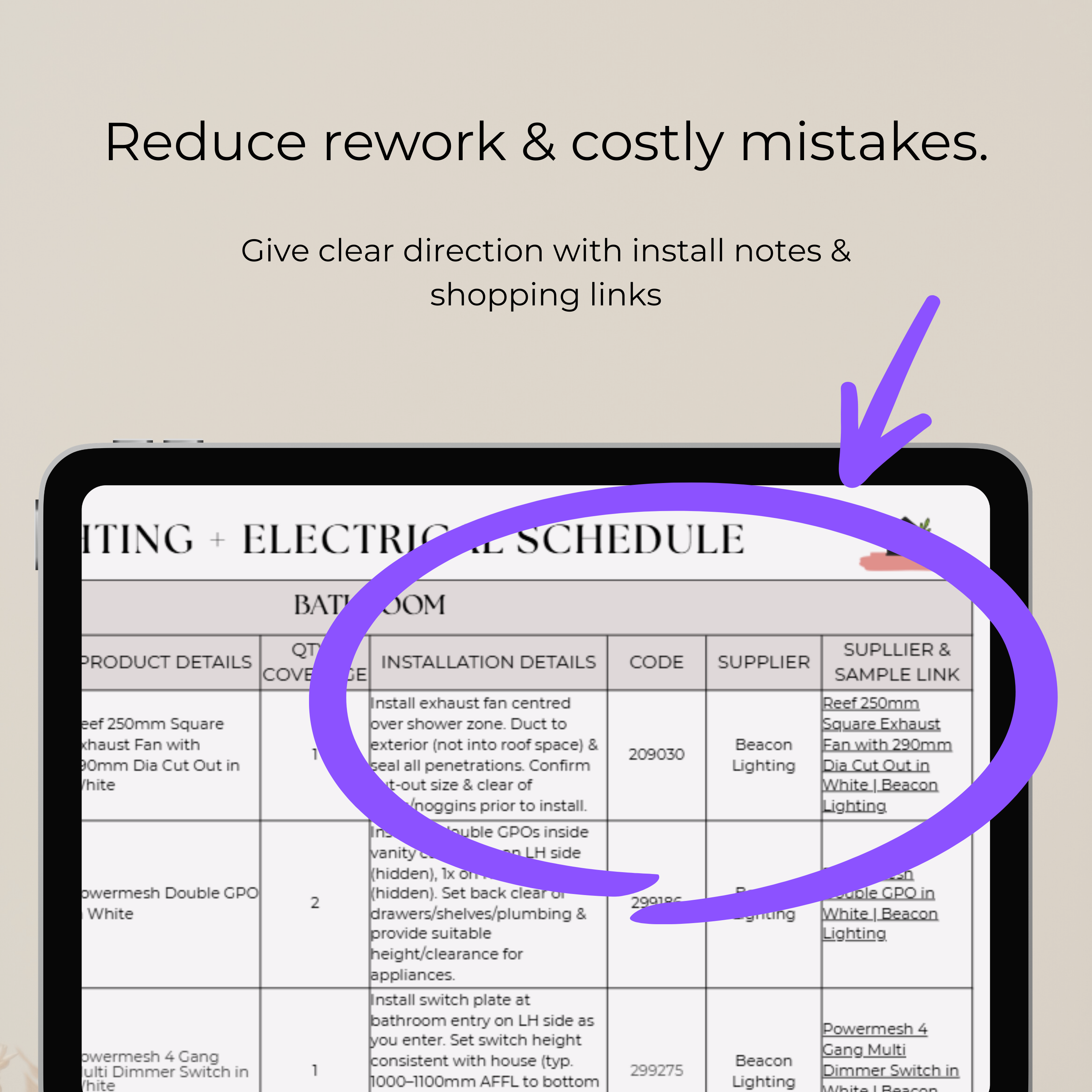 Trade-Ready Selections Schedule | Bathroom