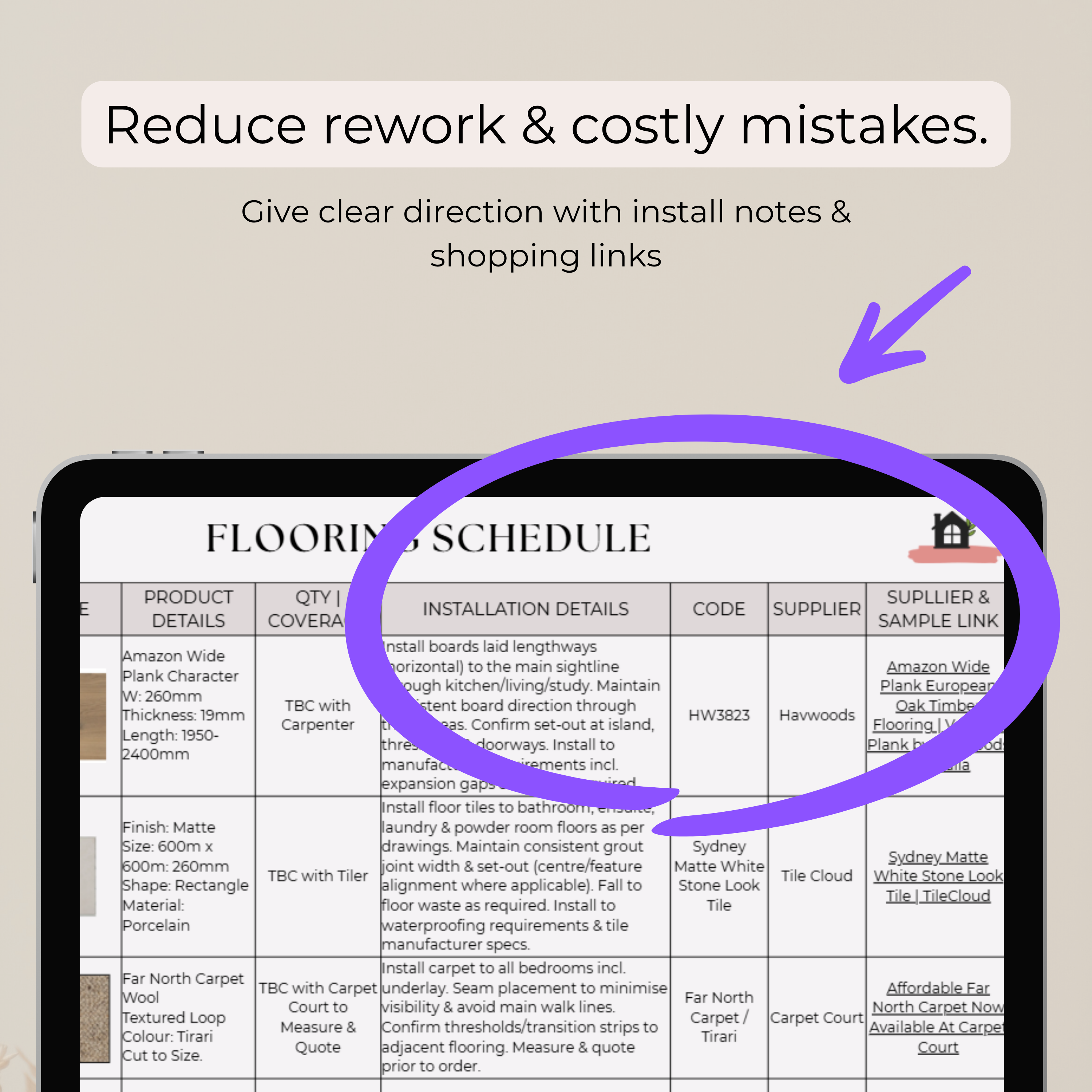 Trade-Ready Selections Schedule | Whole Home - Internal