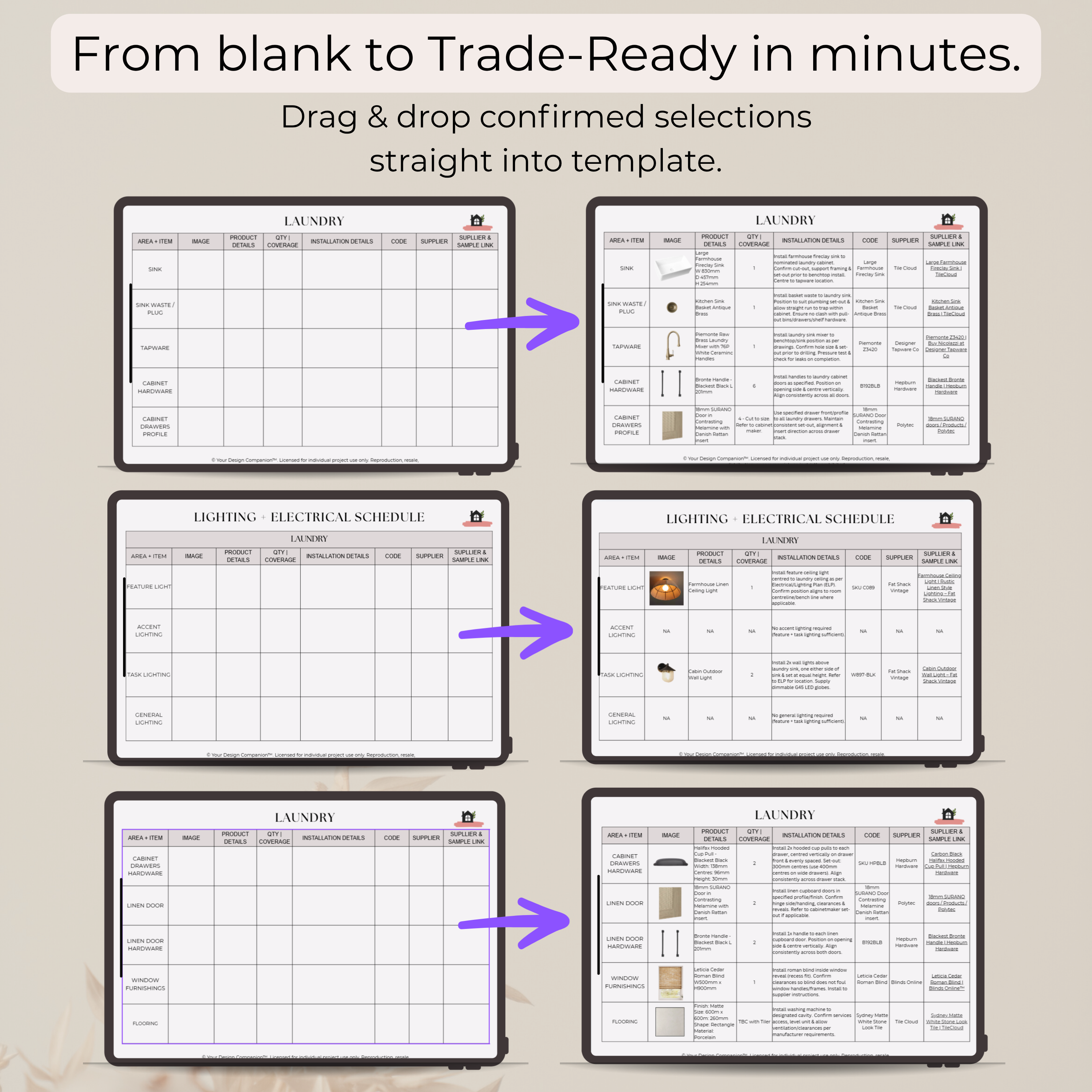 Trade-Ready Selections Schedule | Laundry