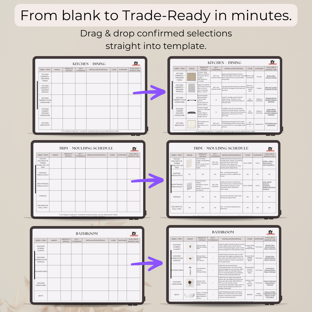 Trade + Quote Ready Finishes & Fixtures Pack | Whole Home - Internal