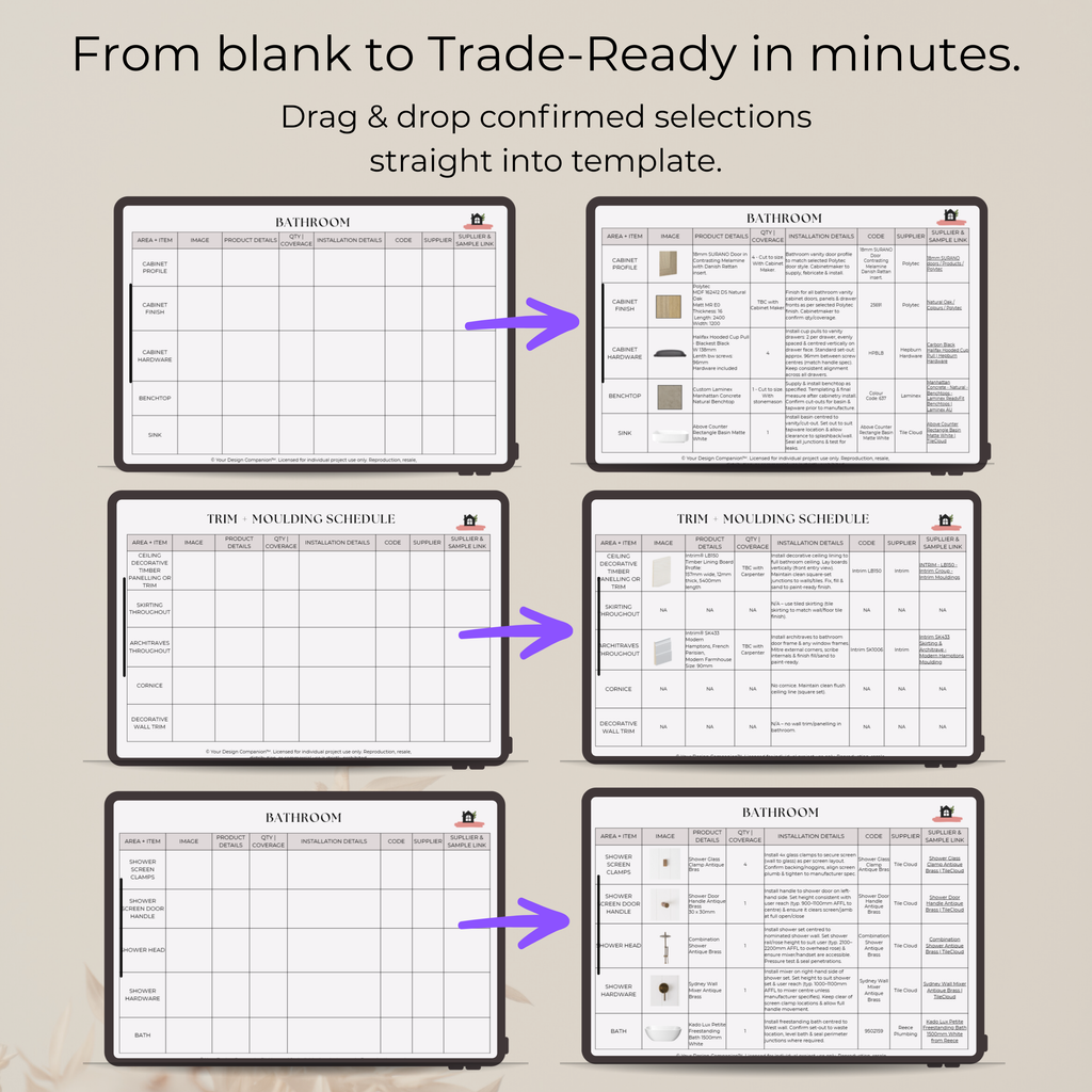 Trade + Quote Ready Finishes & Fixtures Pack | Bathroom