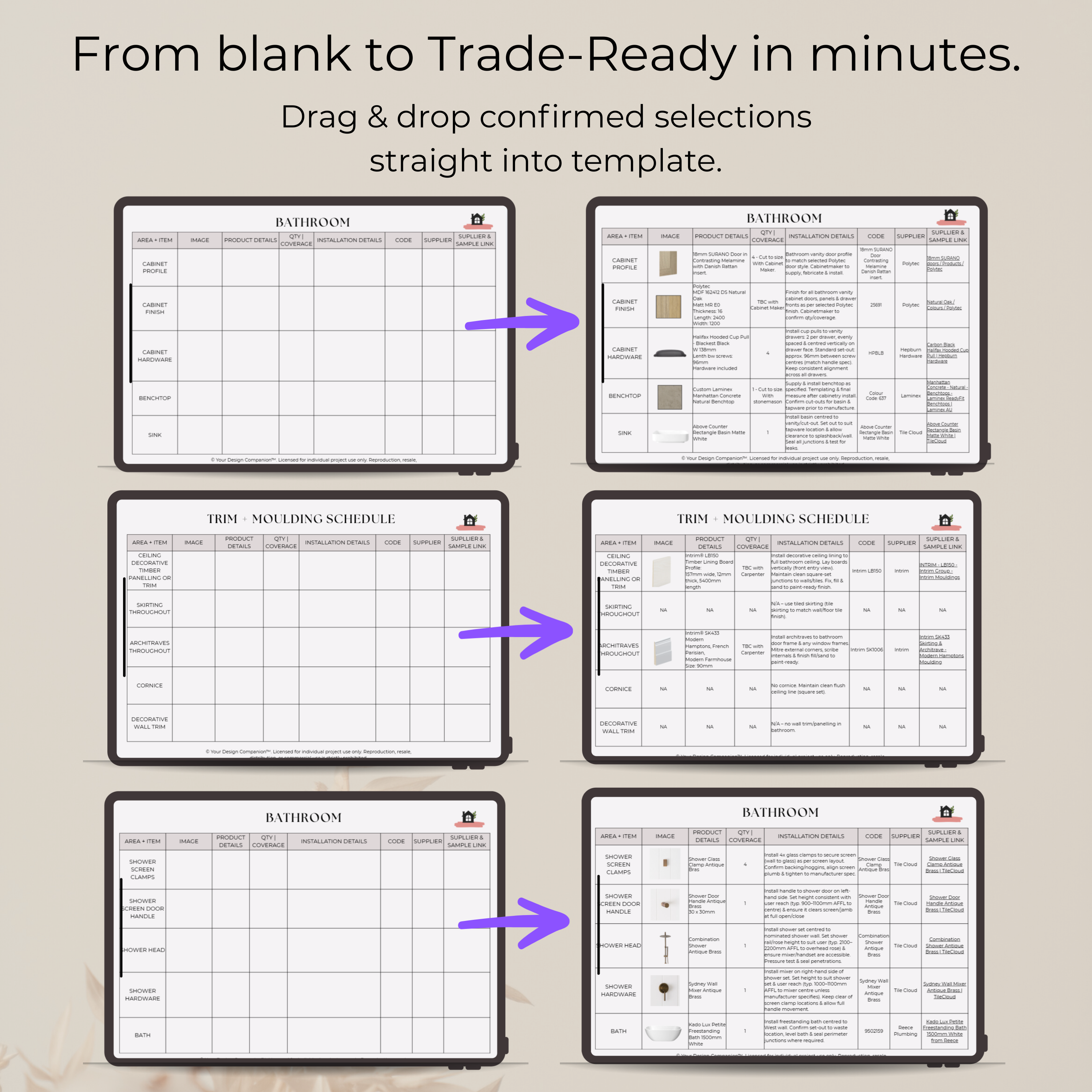 Trade-Ready Selections Schedule | Bathroom