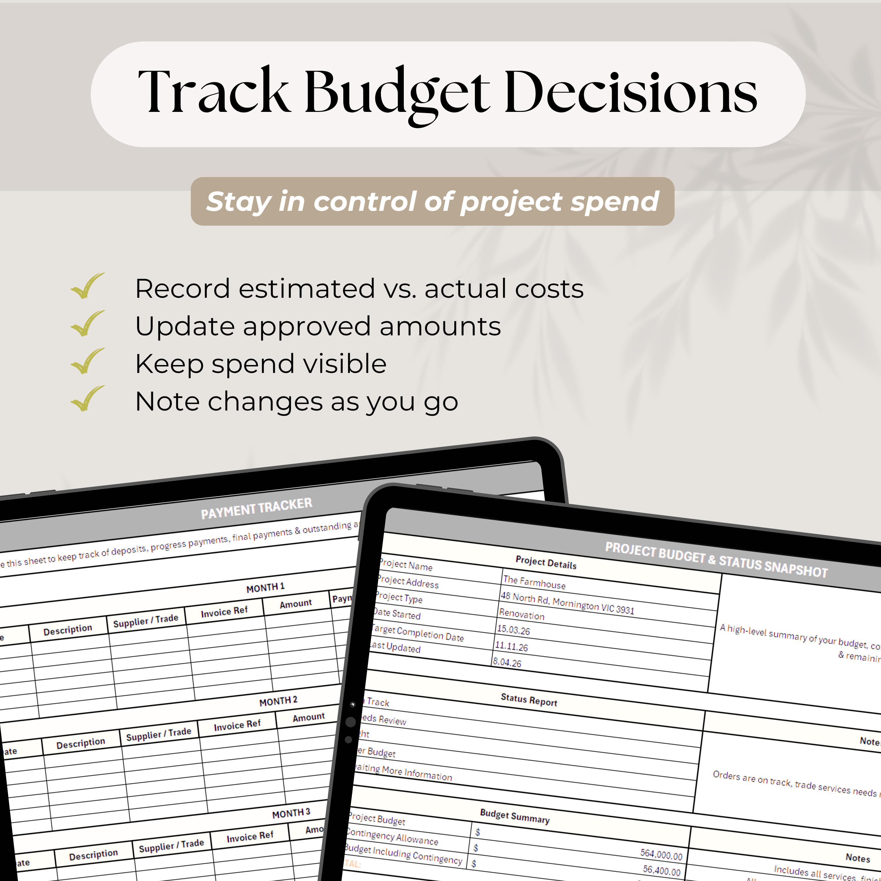 Budget & Orders Tracker