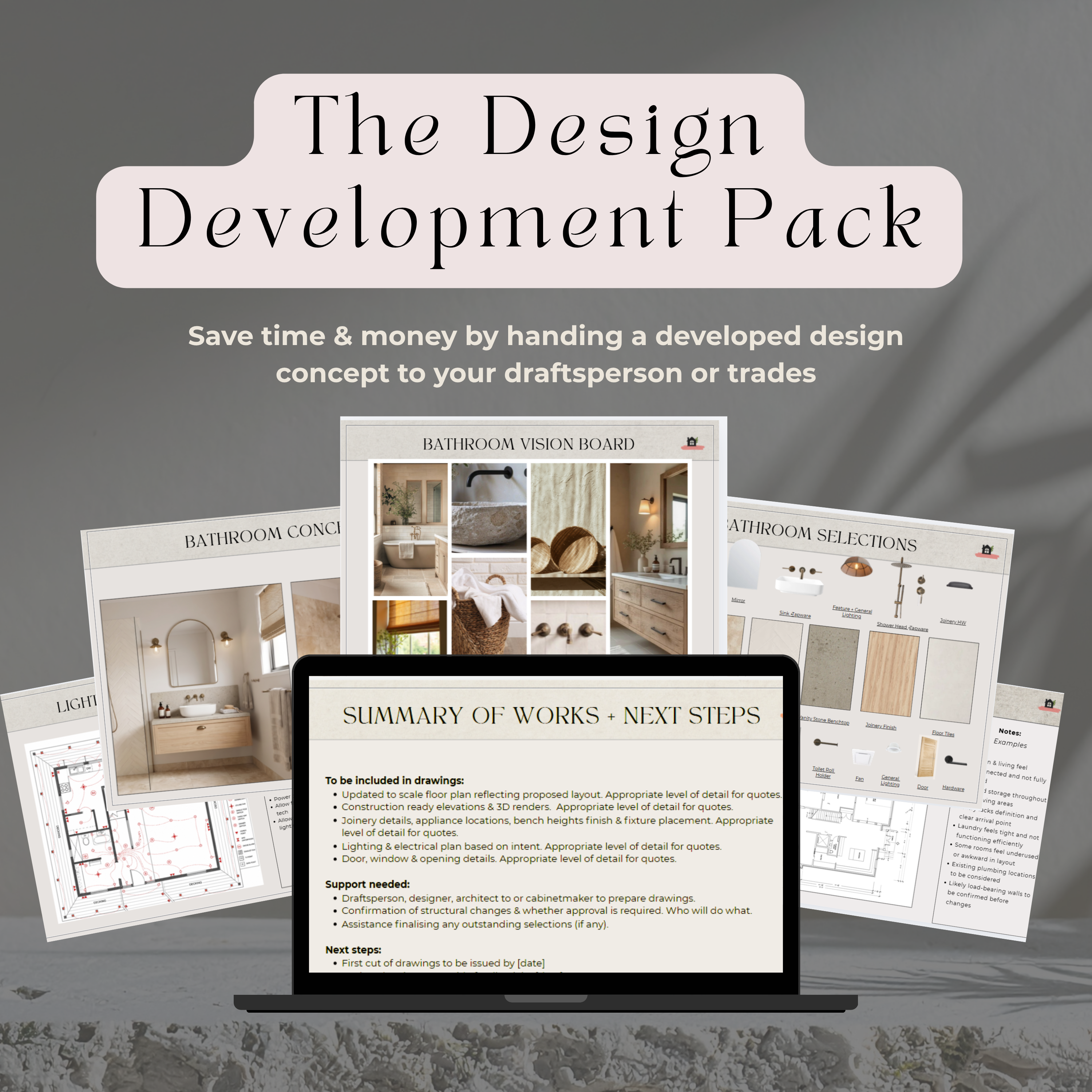 Design Development to Quote & Trade-Ready Pack | Bathroom