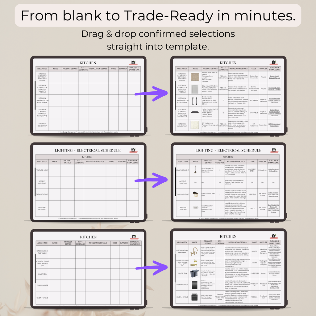Trade + Quote Ready Finishes & Fixtures Pack | Kitchen