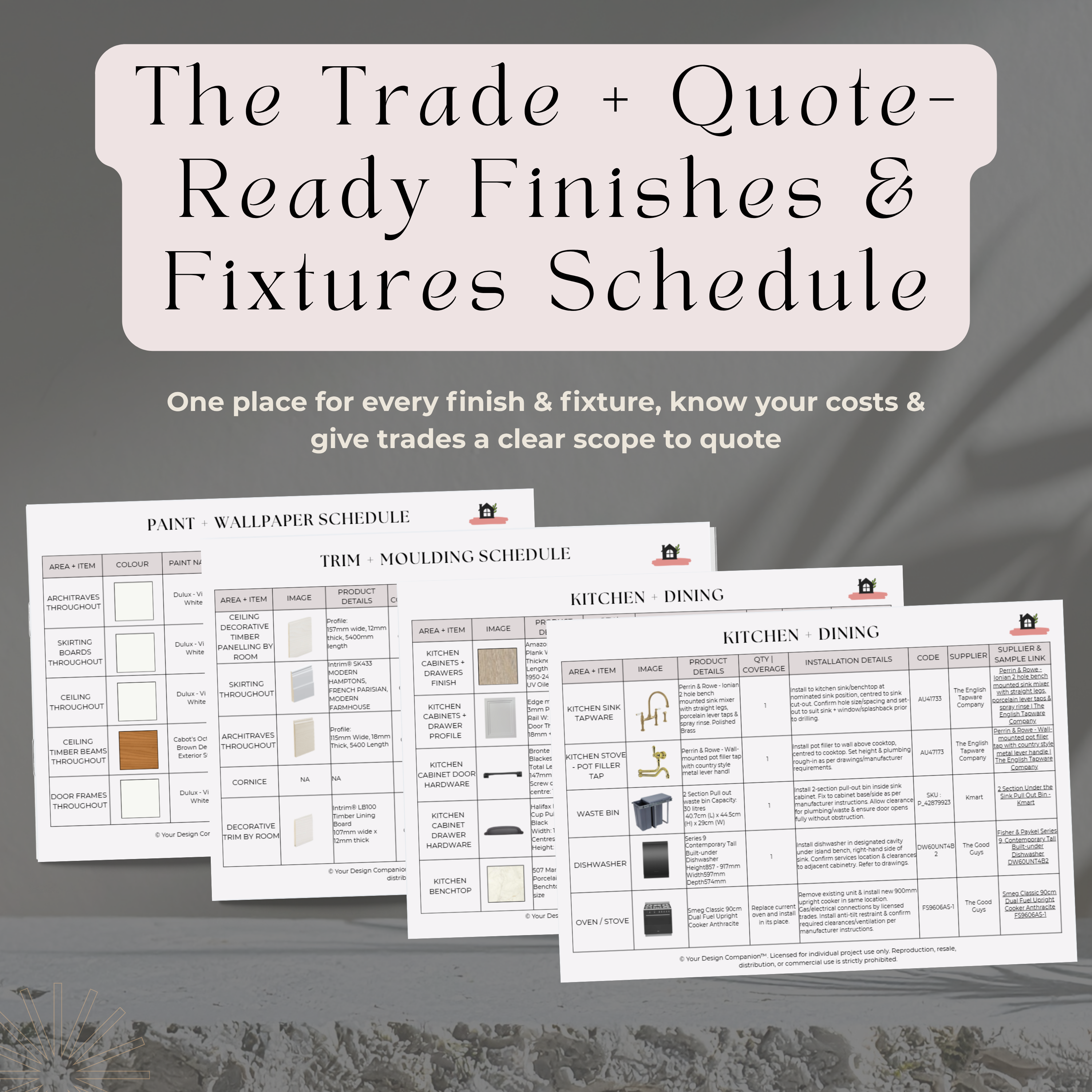 Design Development to Quote & Trade-Ready Pack | Kitchen