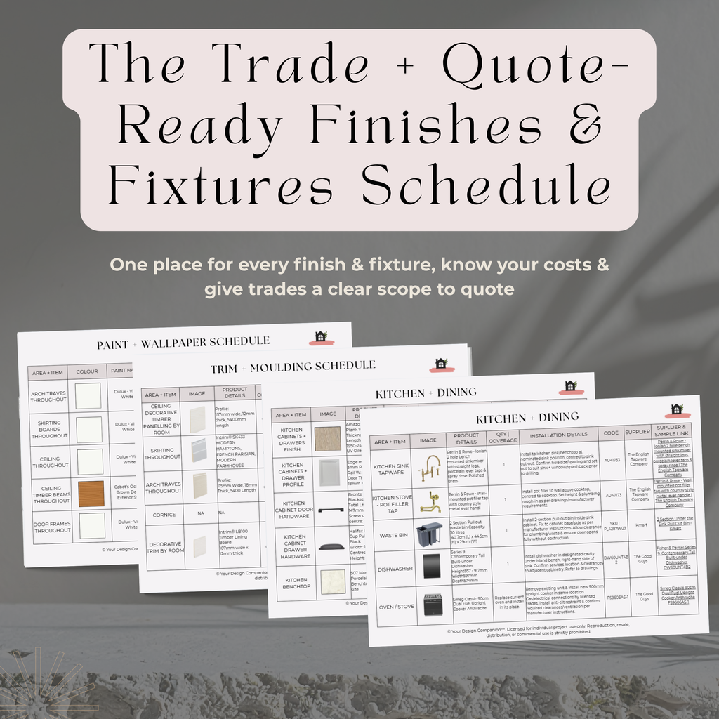 Design Development to Quote & Trade-Ready Pack | Bathroom