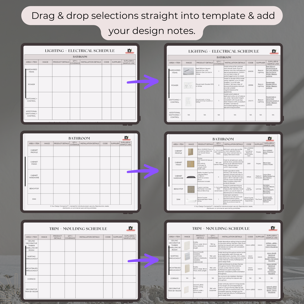 Design Development to Quote & Trade-Ready Pack | Bathroom