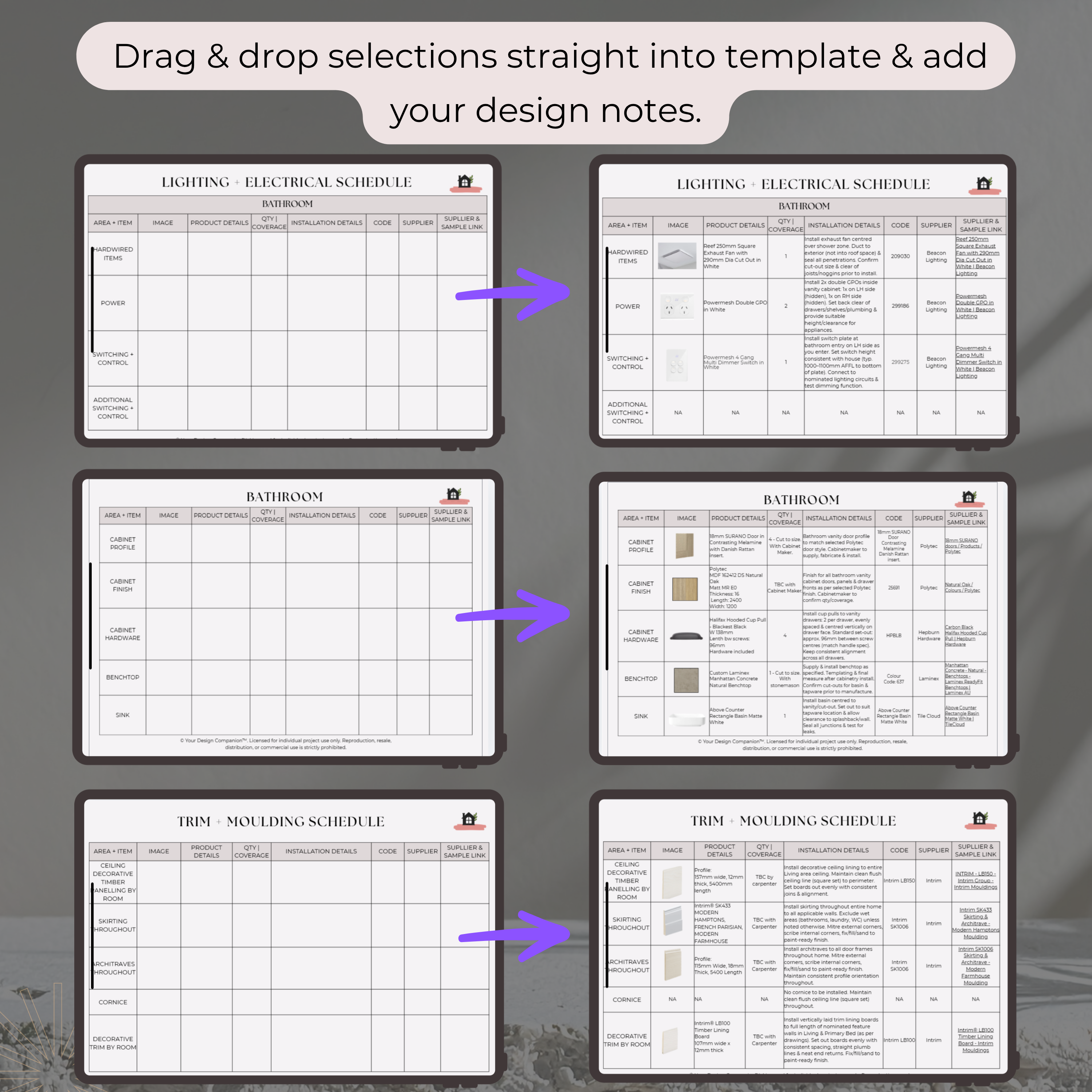 Design Development to Quote & Trade-Ready Pack | Bathroom