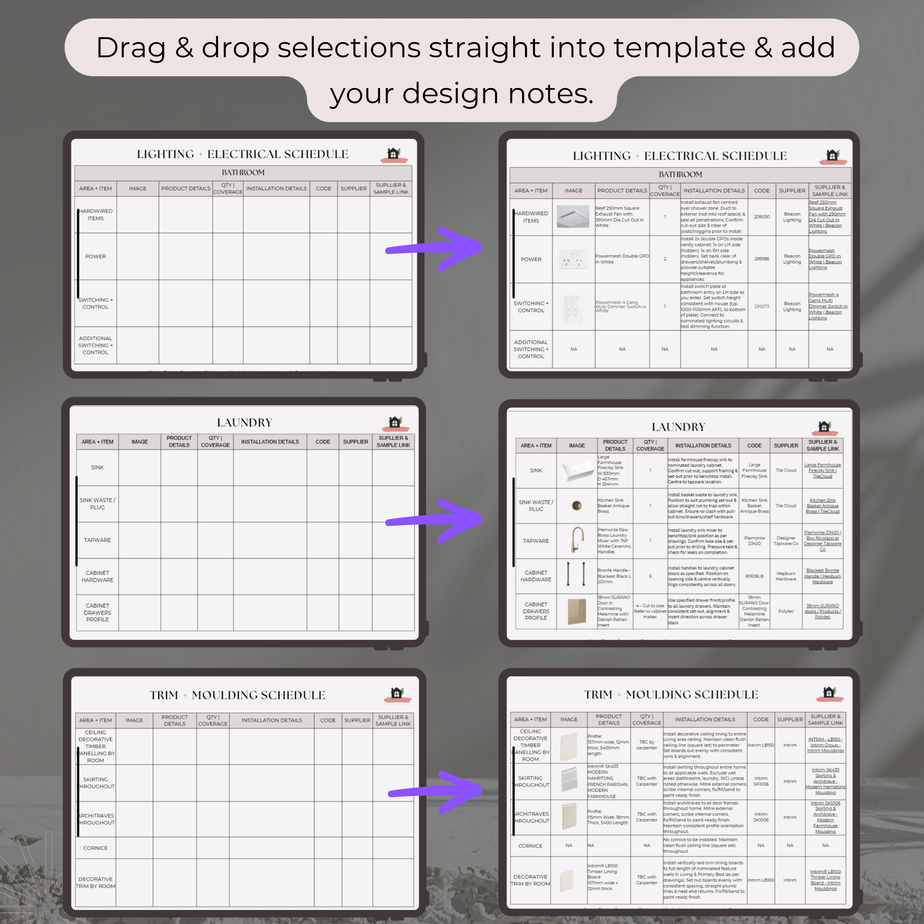 Design Development to Quote & Trade-Ready Pack | Laundry