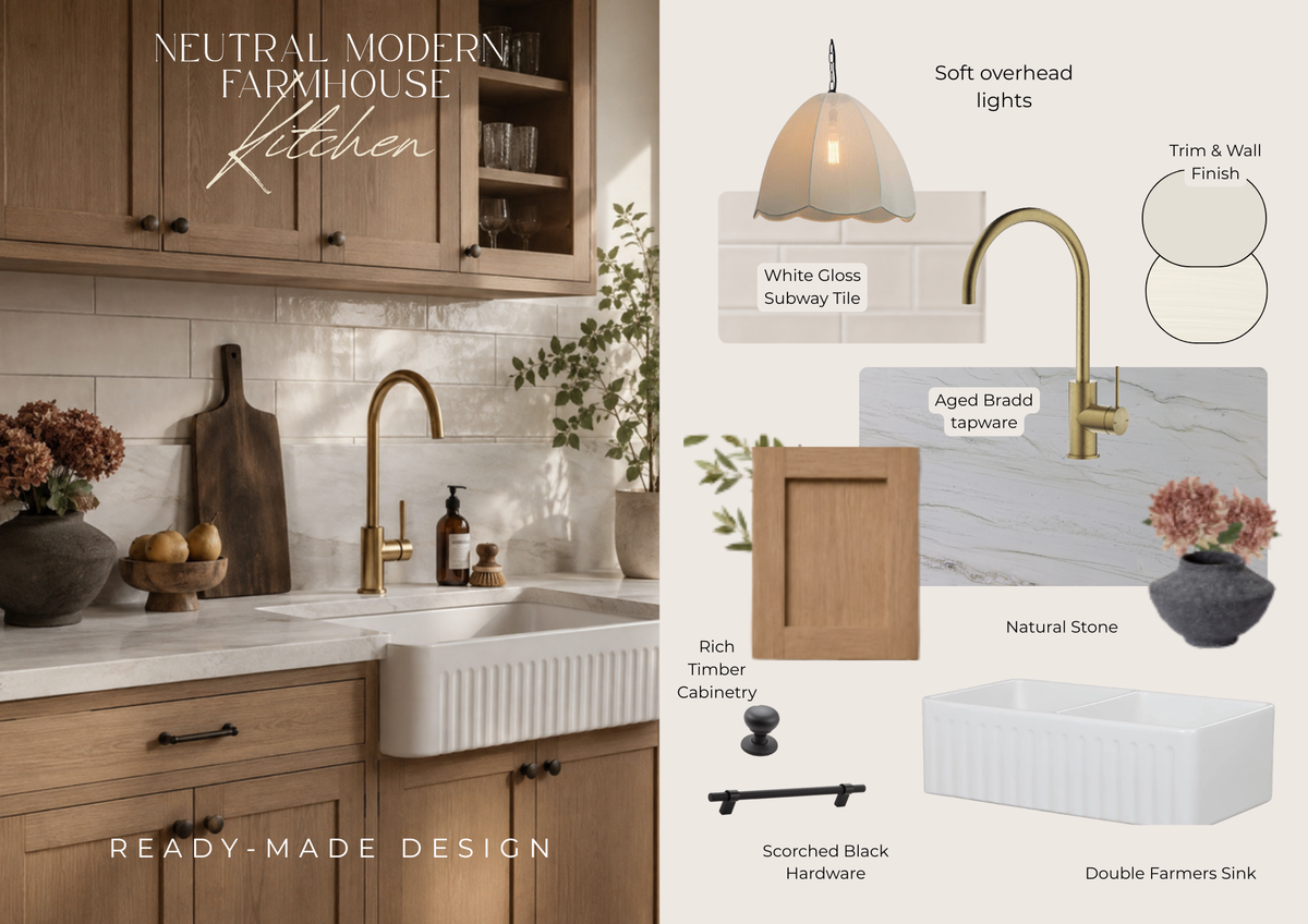 Neutral Modern Farmhouse Kitchen | Ready-Made Design & Style Pack